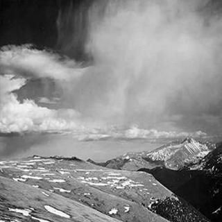 Mountain tops Low horizen Low hanging clouds in Rocky Mountain National Park Col