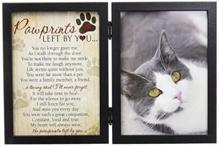 Pawprints Left By You Memorial 5x7 Frame for Cat with Pet Tag