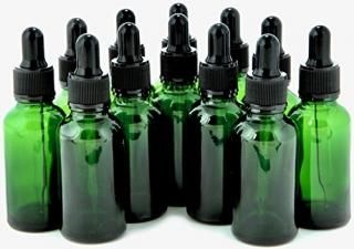 Vivaplex 12 Green 1 oz Glass Bottles With Glass Eye Droppers