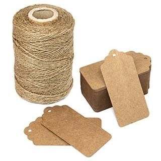 No Christmas Tree - 90m Natural Jute Twine and 100PCS Brown Retangle Kraft Paper