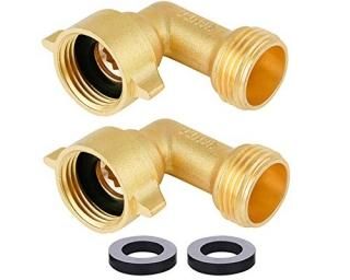 HQMPC Garden Hose Connector 90 Degree Brass Garden Hose Elbow Solid Brass Adapte