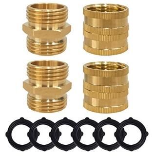 Hourleey Garden Hose Adapter 3/4 Inch Solid Brass Hose Connectors Adapters Male 