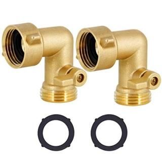 Twinkle Star 90 Degree Garden Hose Elbow with Shut Off Valve 2 Pack 3/4 Heavy Du