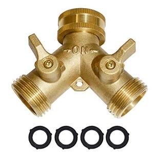 Garden Hose Y Valve Connectors Brass Hose Splitter with Solid Brass Handle Brass