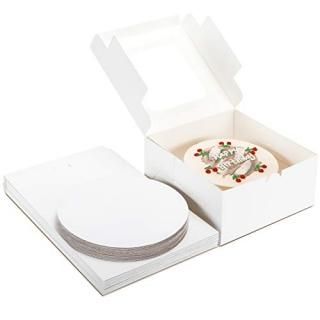 Moretoes 10 Inch Cake Boxes Set 30pcs 15 Boxes & 15 Boards & Stickers White Pape