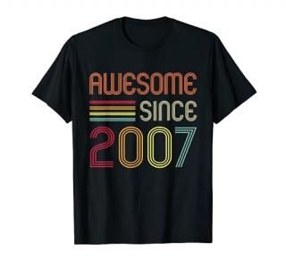Awesome Since 2007 14th Birthday Retro T-Shirt