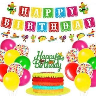 Mexican Themed Birthday Party Supplies Fiesta Birthday Banner and Cake Topper Ta