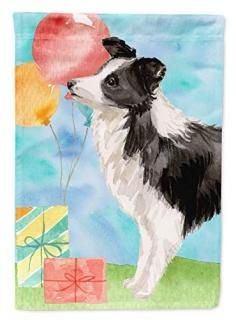 Caroline's Treasures CK3242GF Happy Birthday Border Collie Flag Garden Size Smal