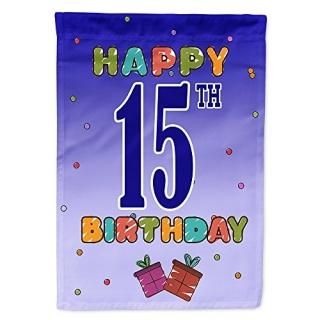 Caroline's Treasures CJ1106GF Happy 15th Birthday Flag Garden Size Small Multico