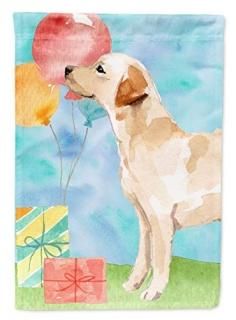 Caroline's Treasures CK3257GF Happy Birthday Labrador Retriever Yellow Flag Gard