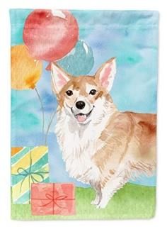 Caroline's Treasures CK3248GF Happy Birthday Corgi Flag Garden Size Small Multic