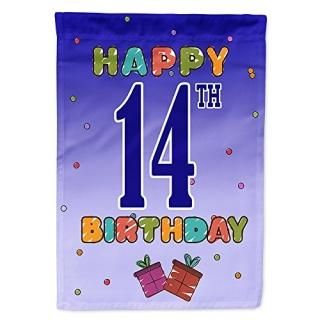 Caroline's Treasures CJ1105GF Happy 14th Birthday Flag Garden Size Small Multico