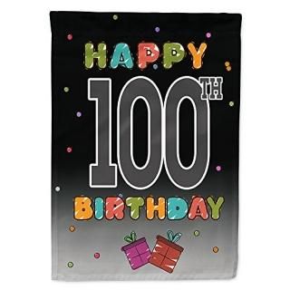 Caroline's Treasures CJ1129GF Happy 100th Birthday Flag Garden Size Small Multic