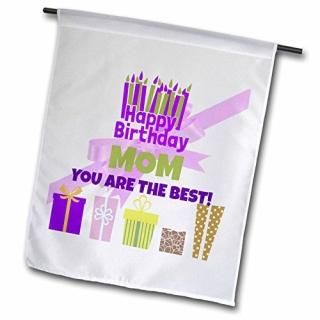 3dRose Happy Birthday Mom. - Garden Flag 12 by 18