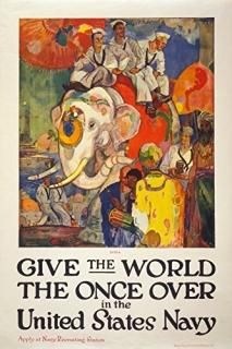 Navy Poster 1919 NGive The World A Once Over Lithograph Recruiting Poster For Th