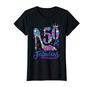 Womens 50 and Fabulous Stepping into my 50th Birthday Gift Women's T-Shirt