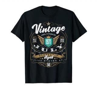 Vintage July 1971 50 Years Old 50th Birthday Retro Gift T-Shirt