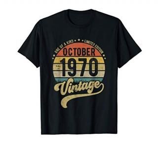 Reto Vintage 50th Birthday Tee Born in October 1970 Gift T-Shirt