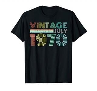 50th Birthday Gift Vintage July 1970 Fifty 50 Years Old T-Shirt