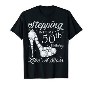 Cute GiftQueens Stepping Into My 50th Birthday Like A boss T-Shirt