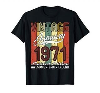 Limited Edition January 1971 50th Birthday Gift Vintage T-Shirt