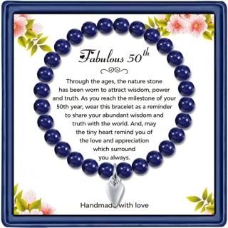50th Birthday Gifts for Women Beads Birthday Bracelet for Her 50 Years Old Jewel