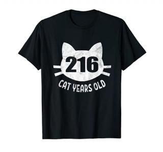 216 Cat Years Old T-Shirt 50th Birthday Gift For Cat Lovers