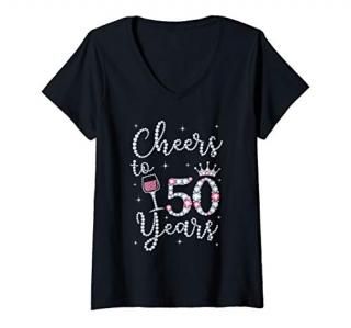 Womens Cheers to 50 Years 1969 50Th Birthday Gift Tee For Womens V-Neck T-Shirt