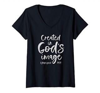 Womens Gift for 50 Year Old Christian Jesus 1971 50th Birthday V-Neck T-Shirt
