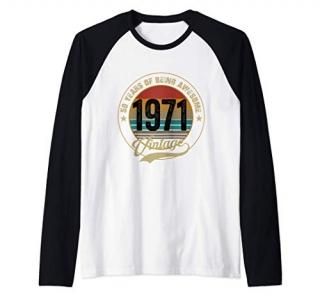 Vintage 1971 50th Birthday 50 Years Old Gift Raglan Baseball Tee