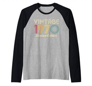Vintage 1970 50th Birthday Gift Retro Shirt 50 Years Old Raglan Baseball Tee