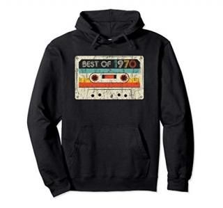 50th Birthday Gifts Vintage Best Of 1970 Retro Cassette Tape Pullover Hoodie