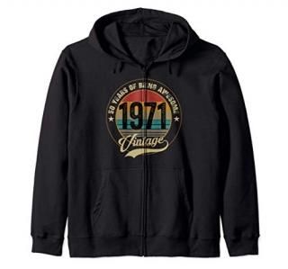 Vintage 1971 50th Birthday 50 Years Old Gift Zip Hoodie