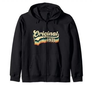 50th Birthday Gift Original Men Women Vintage Born In 1971 Zip Hoodie