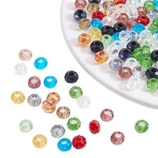 PH PandaHall 100pcs 8x5mm Faceted Large Hole European Beads Mixed Color Rondelle