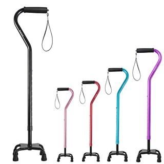 BeneCane Quad Cane Adjustable Walking Cane with Offset Soft Cushioned Handle for