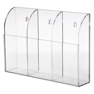 Three Compartments - Hipiwe Wall Mount Remote Control Holder Clear Acrylic Media