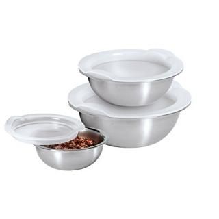Oggi Stainless Steel Pinch Bowls with Airtight Lids Individual Sizes Set of 3 by