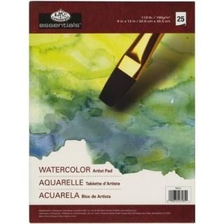 Essentials Watercolor Artist Paper Pad 9X12-25 Sheets 