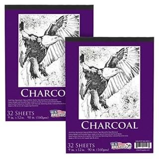 US Art Supply 9 in. x 12 in. Premium Heavy-Weight Charcoal Paper Pad 160gsm 90 P