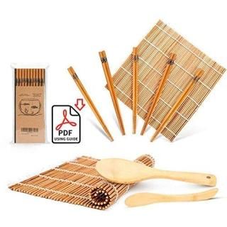 Bamboo Sushi Kit Carbonised Rolling Mats for Mould-Resistant Included 2 Rolling 