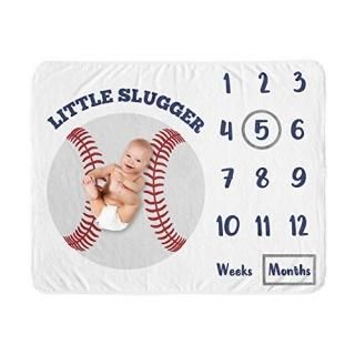 Sweet Jojo Designs Baseball Boy Milestone Blanket Monthly Newborn First Year Gro