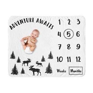 Sweet Jojo Designs Woodland Moose Boy Milestone Blanket Monthly Newborn First Ye