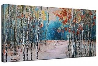 Ardemy Canvas Wall Art Tree White Birch Picture Painting One Panel Blue Forest L