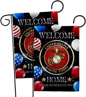Breeze Decor Welcome Home Marine Garden Flag 2pcs Pack Armed Forces Corps USMC S