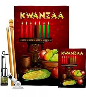 Angeleno Heritage Greeting Kwanzaa Garden House Flag Kit Winter Kinara Candles C