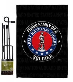 Breeze Decor Army Proud Family Soldier Garden Flag Set with Stand Armed Forces N