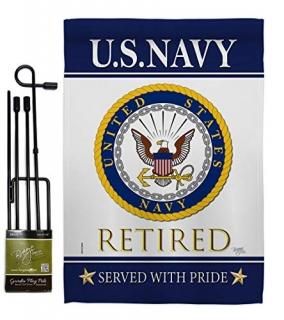 Breeze Decor US Navy Garden Flag Set with Stand Armed Forces USN Seabee United S