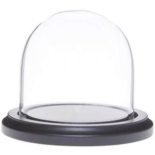 Plymor 3 x 3 Glass Display Dome Cloche Black Wood Base