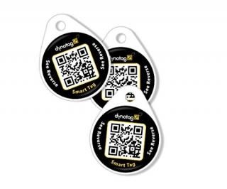 Dynotag Web Enabled Smart Round Laminated Synthetic ID Tag. Property Tag for Bag
